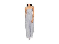 Forever 21  (M) Belted Pinstriped Cargo Jumpsuit