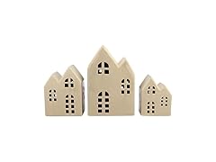3-Piece Ceramic House Holiday Décor Set