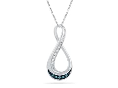 Sterling Silver Blue & White Diamond Accent Infinity Necklace