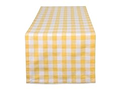 DII Checkered Cotton Table Runner 14x72" Yellow