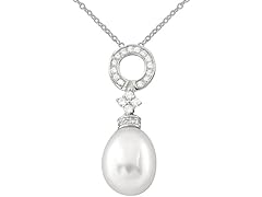 Silver Freshwater Pearl CZ Pendant