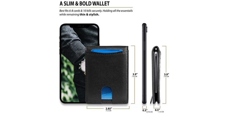RFID Blocking Slim Leather Wallet