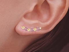 Gold Tanzanite Crystal Ear Pin Earrings