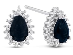 1CT Pear Sapphire and Diamond Halo Earrings in Sterling