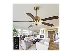Parrot Uncle F6035GD 52 Inch Modern Gold Fan with Remote