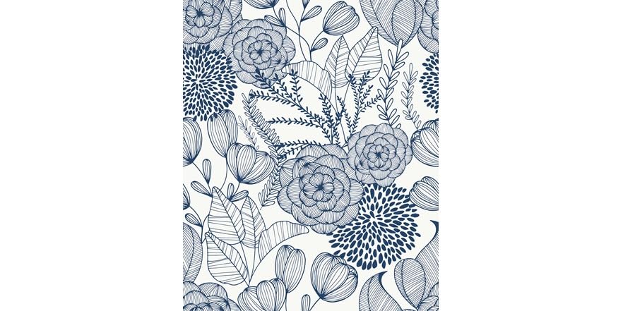 Navy Secret Garden Peel & Stick Wallpaper