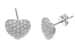 18K White Gold Simulated Diamond Heart Earring