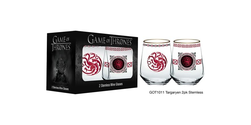 Lot De 2 Verres Game Of Thrones HBO – 16 Oz, Bords Dorés, édition 2016