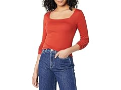 Amazon Essentials Women's Slim-Fit Square Neck T-Shirt