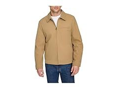 Men's Faux Leather Laydown Collar Jacket (S)
