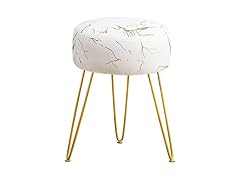 Lue Bona Beige and Gold Vanity Stool