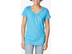 Hanes Womens Slub Cotton VNeck Tee (M) Blue