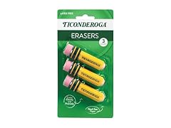 Ticonderoga Pencil Shaped Erasers, Yellow, 3 Count