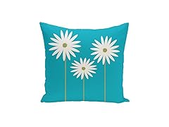 E By Design Daisy May Floral Print Pillow, 18-Inch Length, Caribbean