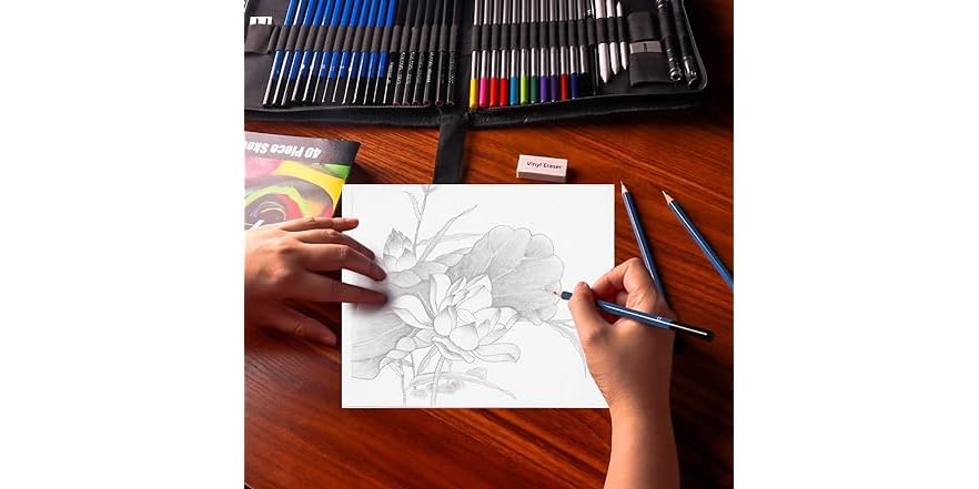Book Set Drawing 43Pc Colored Pencil Sketch Book Set