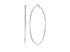 Guess Women Square Edge Hoop Silver Earrings