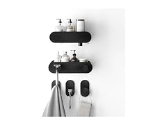 Zenna Home Adhesive Shower Caddy Baskets and Hook Set