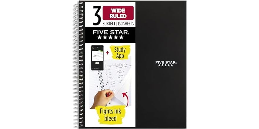 Five Star 3-Subject Spiral Notebook Deal at Woot!: $1