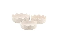 Set of 3  Scalloped Felt Baskets, Large: 10.5" Diameter, Oat