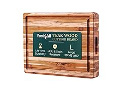 Yes4All Durable Teak Cutting Board for Kitchen