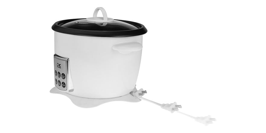 Multifunction Digital Rice Cooker with Retractable Power Cord, White