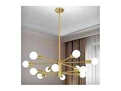 BesLowe 31'' 12-Light Modern Sputnik Chandelier, Gold