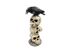 Pacific Giftware Raven Sitting on Top of LED Skulls