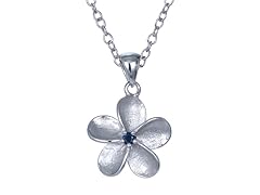 Silver Blue Sapphire Flower Pendant