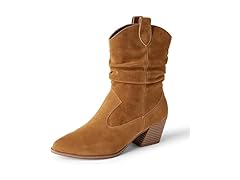 Womens Mid Calf Western Fashion Boots Tan (6)