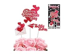 LUV Ribbon Glittered 3pc "Happy Valentine's Day" Picks