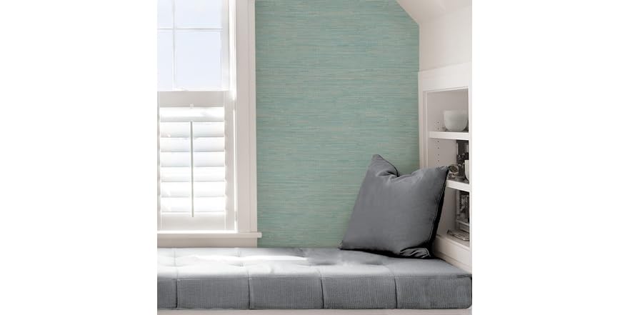 Tibetan Grasscloth Teal Peel & Stick Wallpaper