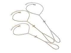 Rhodium Plated Cross Hand Chain - Pick Color
