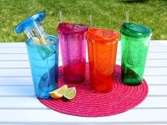 Insulated Tumbler w/Infuser Lid & Straw S/4