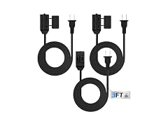 HBN Extension Cord, 3-Pack 3FT Black, 2 Prong