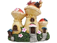 Santa's Workshop Inc 9" Resin Solar LED Mushroom Bungalow