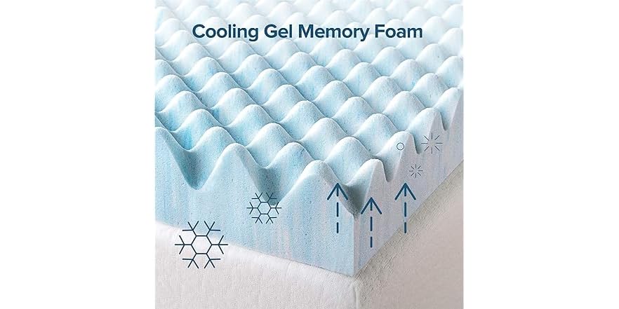 Zinus Swirl Gel matrasbeschermer van traagschuim en koeling, verfrissend en geventileerd design, drukontlasting, 150 x 200 cm, Oeko-Tex gecertificeerd