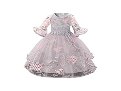 Qunsia Girls' Embroidered Lace Dress