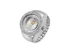 Jessica Simpson Silver Crystal Ring Watch