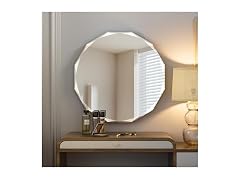 SNUGACE Beveled Edge Round Bathroom Vanity Mirror, 24”