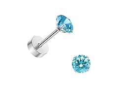 Titanium Stud Earrings 3mm CZ Women