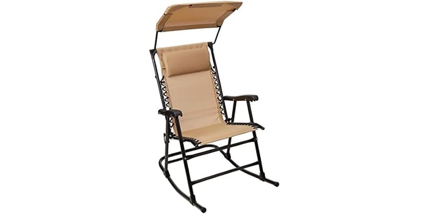 Folding Rocking Chair with Canopy (Tan)