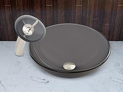 VIGO Sheer Black Frost Glass Vessel Sink and Waterfall Faucet Set