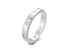 14K White Gold Plated thick Band Ring