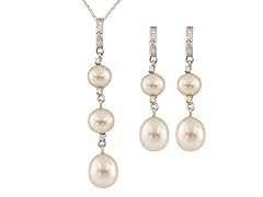 Triple Pearl Dangling Set