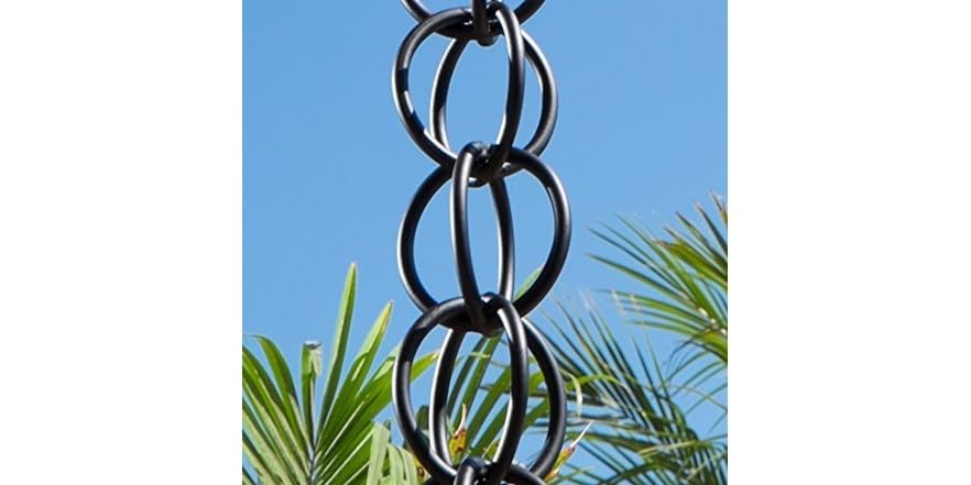 Monarch Ring Rain Chain, 8-1/2-Foot Length, Aluminum Flat Black Powder