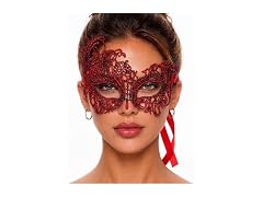 Red Masquerade Mask For Women - Swan Lace