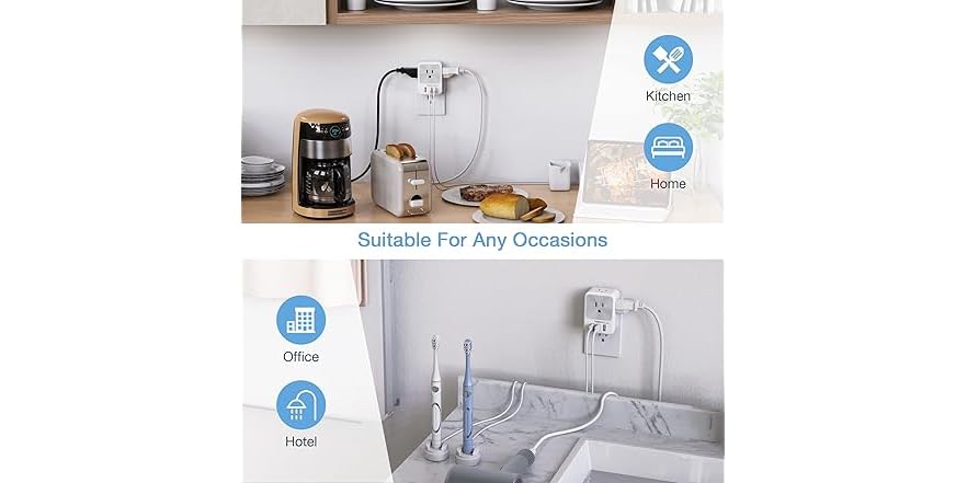TESSAN Outlet Splitter (4 Outlets, 3 USB)