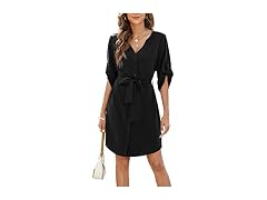 BMJL (XXL) Womens Button Down Dress Summer Black)