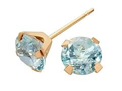 14K Gold 6mm Blue Topaz Earrings