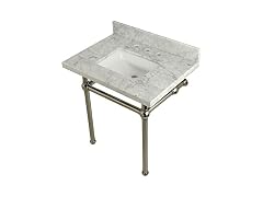 Kingston Brass Top, Carrara Marble White/Polished Nickel 30"
